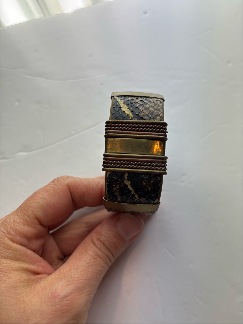 Men's Brown and Gold Wide Cuff Bracelet - Fashion Accessory